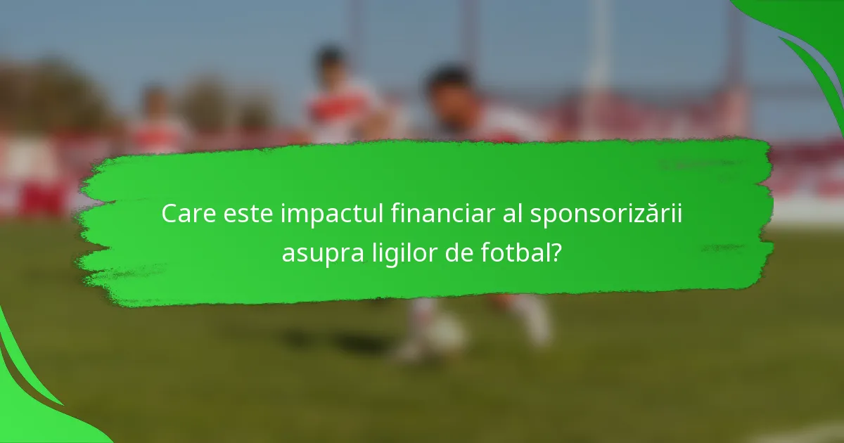 Care este impactul financiar al sponsorizării asupra ligilor de fotbal?