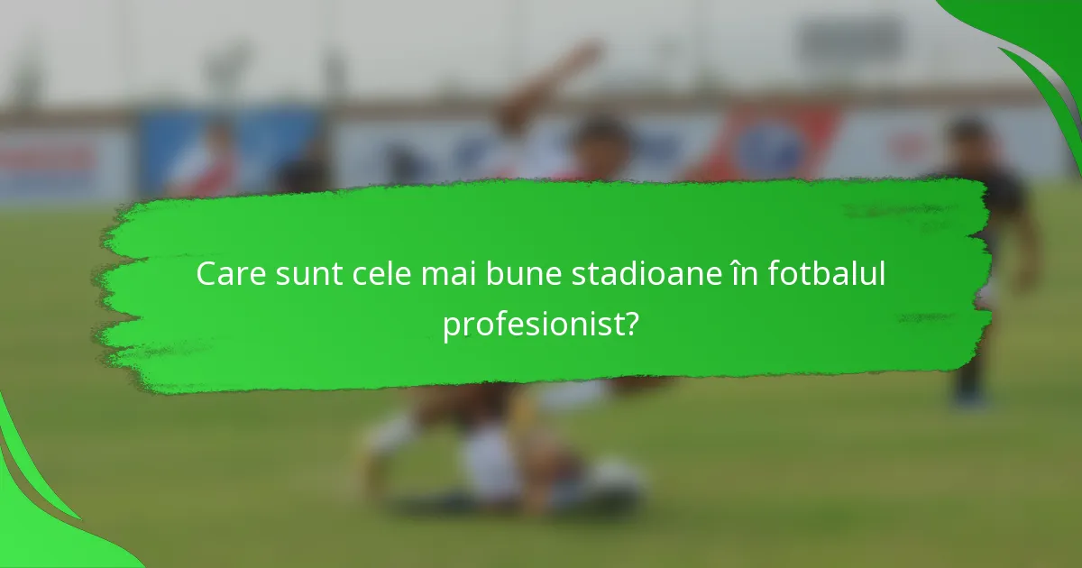 Care sunt cele mai bune stadioane în fotbalul profesionist?