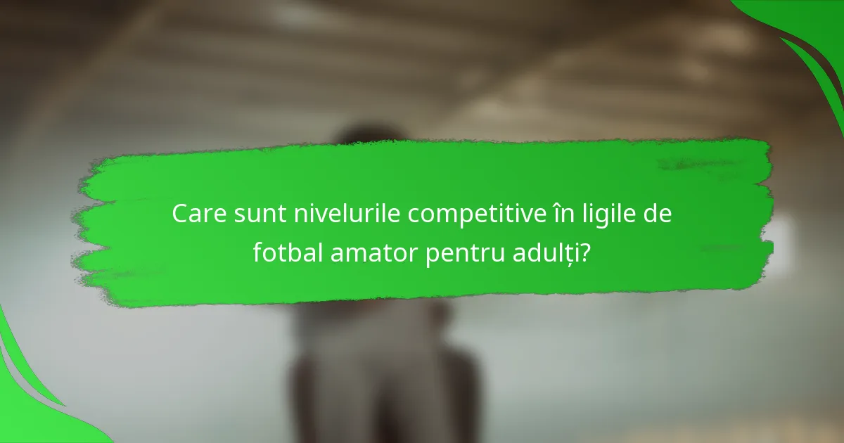 Care sunt nivelurile competitive în ligile de fotbal amator pentru adulți?