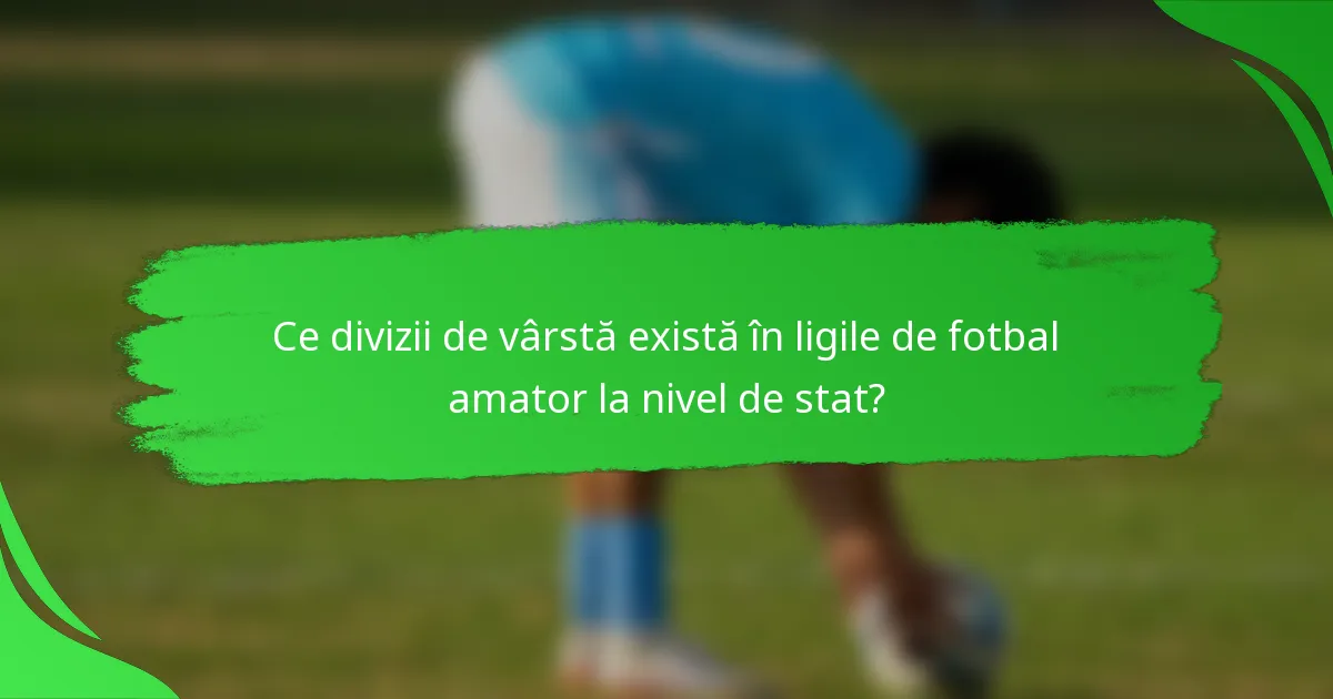 Ce divizii de vârstă există în ligile de fotbal amator la nivel de stat?
