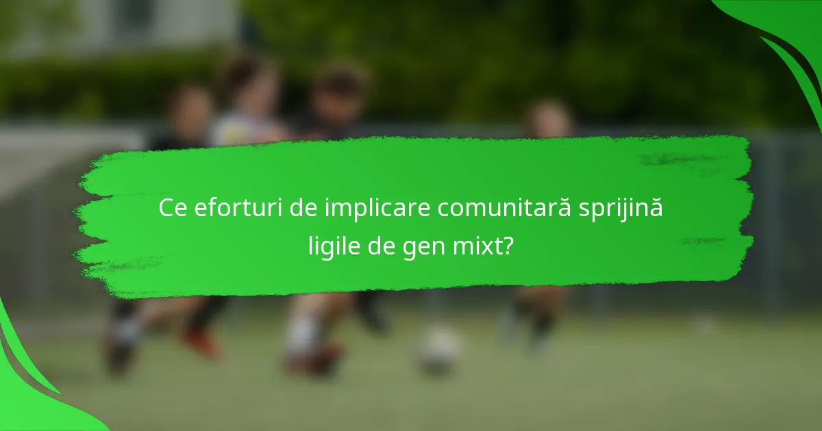 Ce eforturi de implicare comunitară sprijină ligile de gen mixt?