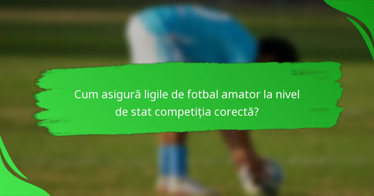 Cum asigură ligile de fotbal amator la nivel de stat competiția corectă?