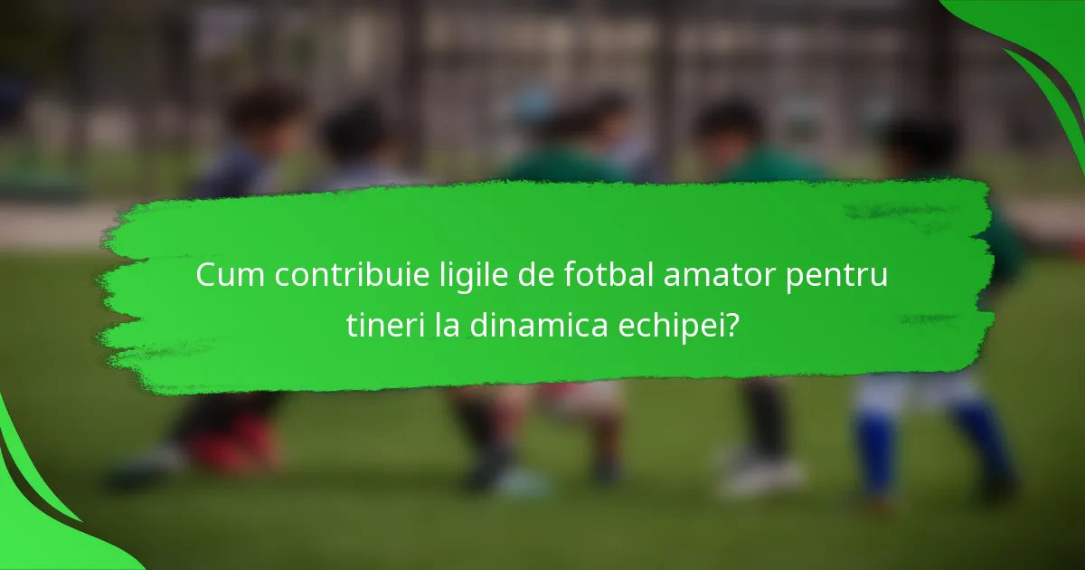 Cum contribuie ligile de fotbal amator pentru tineri la dinamica echipei?