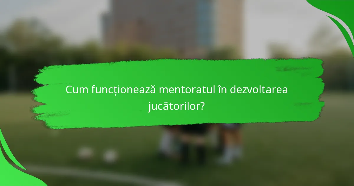 Cum funcționează mentoratul în dezvoltarea jucătorilor?