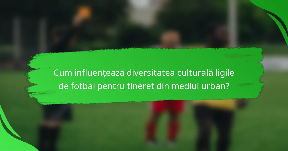 Cum influențează diversitatea culturală ligile de fotbal pentru tineret din mediul urban?