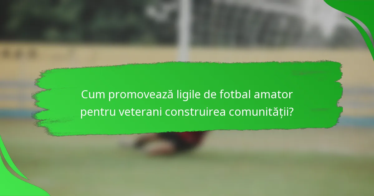 Cum promovează ligile de fotbal amator pentru veterani construirea comunității?