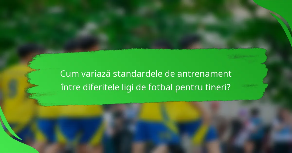 Cum variază standardele de antrenament între diferitele ligi de fotbal pentru tineri?